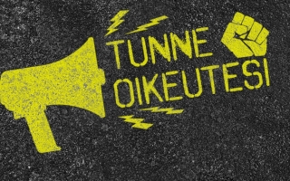 Megafoni, josta tulee "tunne oikeutesi"-slogan