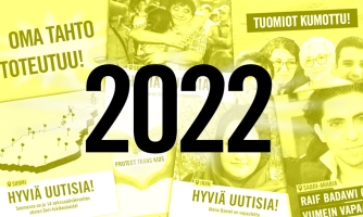 Keltaisen taustan päällä mustalla fontilla "2022"